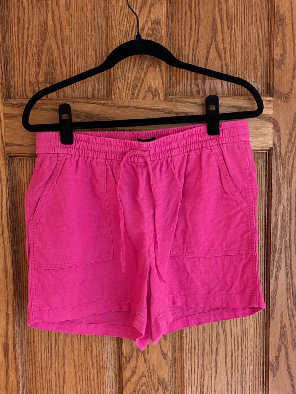 J. Crew Bright Pink Linen Blend Drawstring Shorts - Small